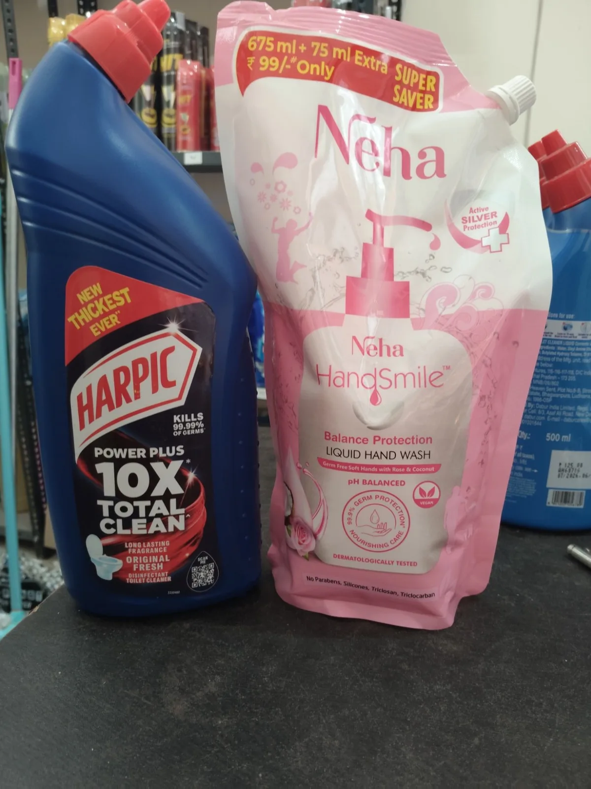 Harpic 1 litre + Neha Hand wash 750 ml