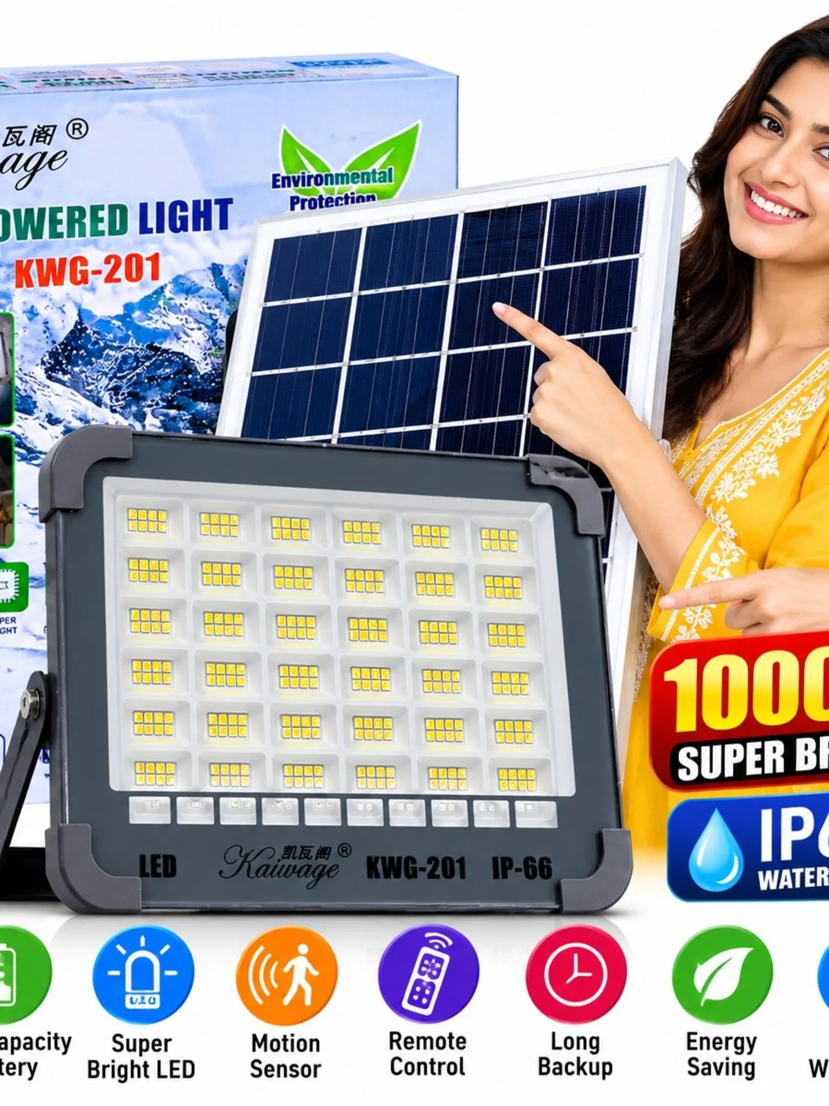 KWG-201 Solar LED Flood Light with Panel