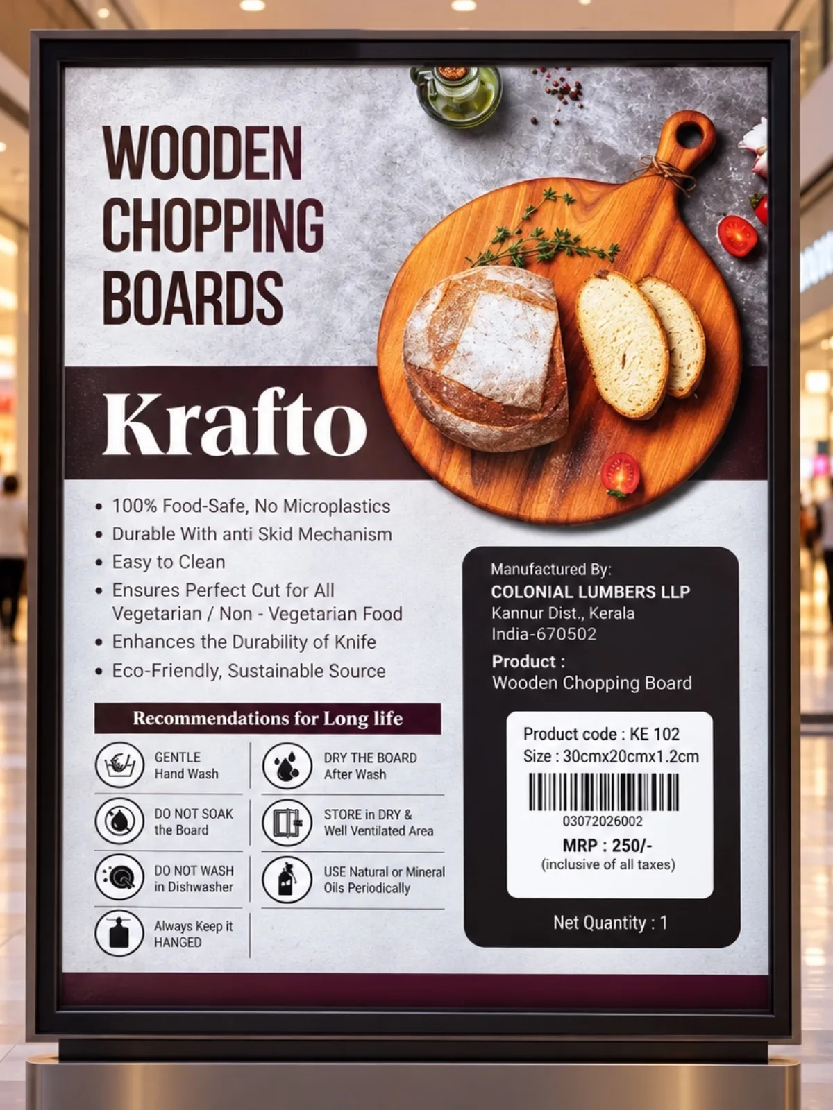 Round Wooden Chopping Board with Handle