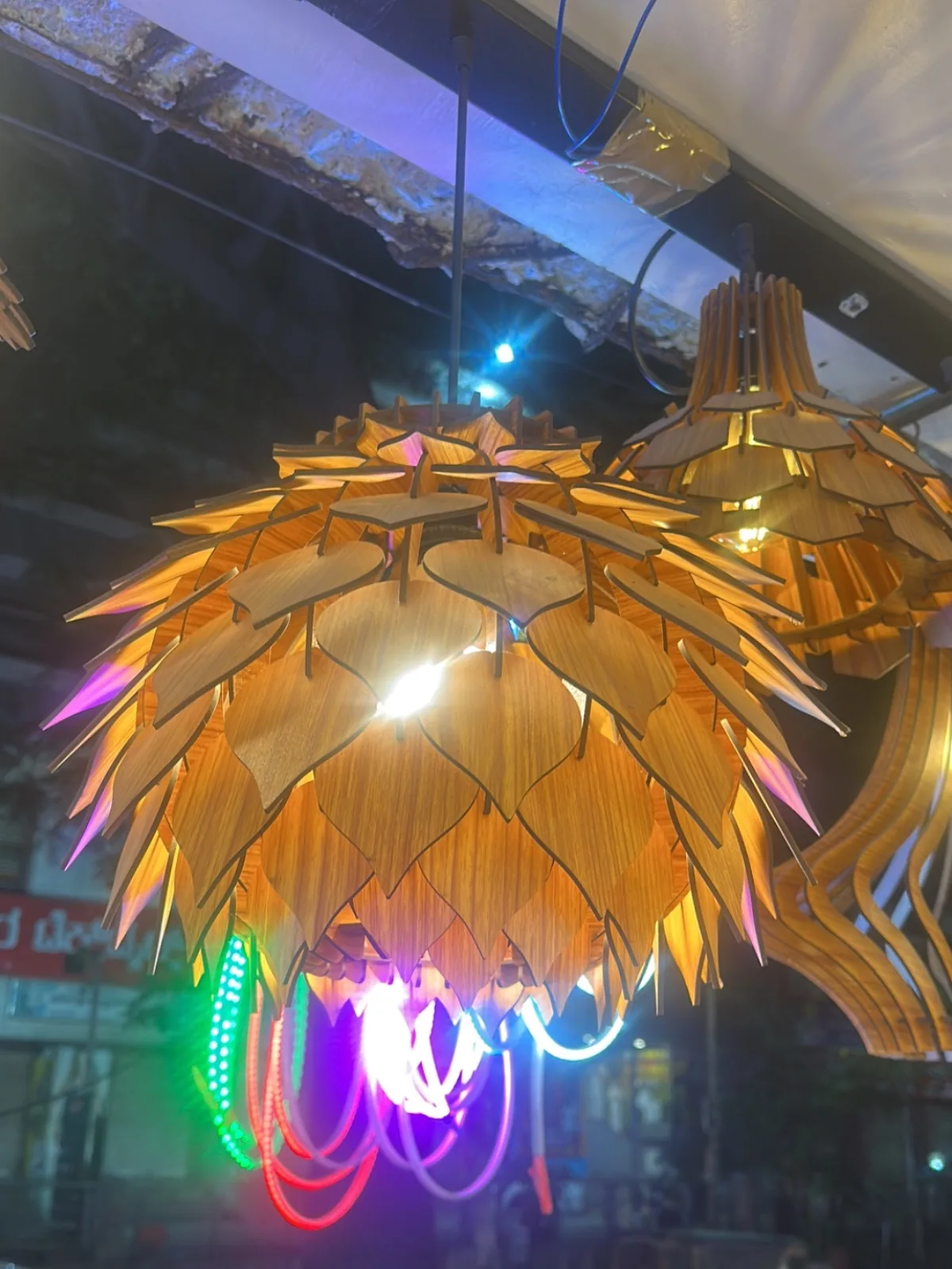 Wood hanging light